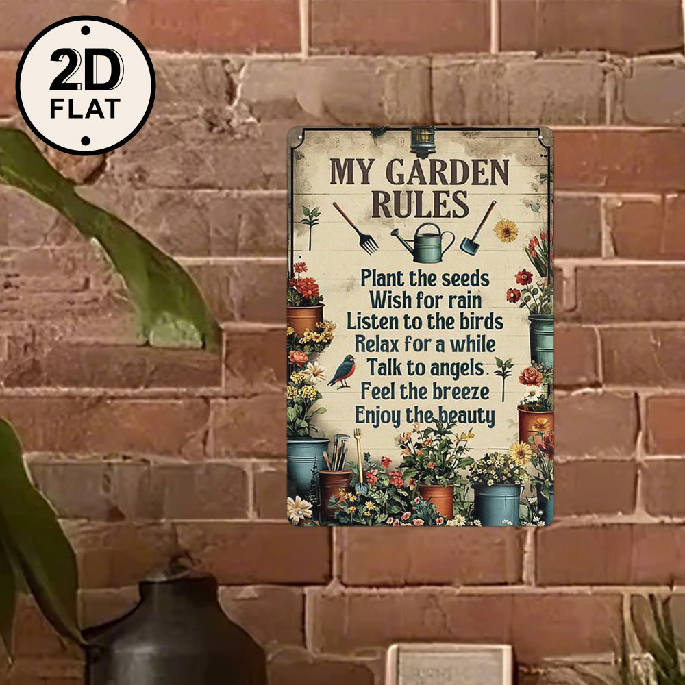 Gartenschild rustikal braun mit Blumen- und Vogelmotiv und inspirierenden Zitaten zum Aufhängen…