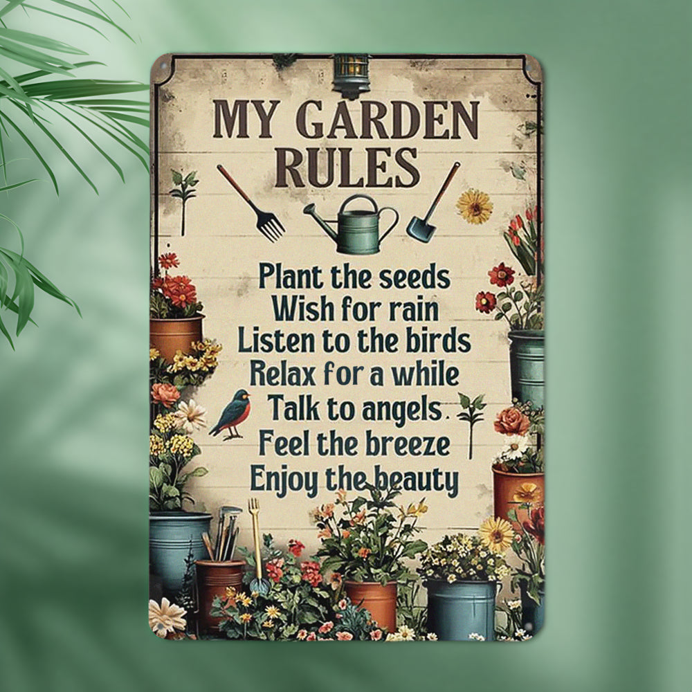 Gartenschild rustikal braun mit Blumen- und Vogelmotiv und inspirierenden Zitaten zum Aufhängen…
