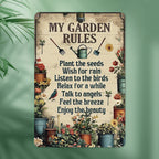 Gartenschild rustikal braun mit Blumen- und Vogelmotiv und inspirierenden Zitaten zum Aufhängen…
