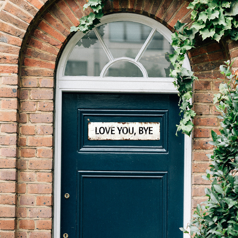 Funny Retro "LOVE YOU, BYE" Tin Sign | Industrial Home Art for Entryway & Bedroom