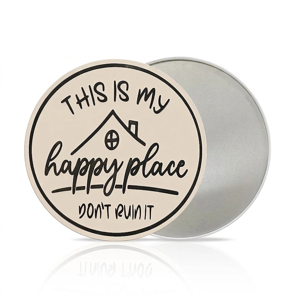 Round Metal Sign - "This Is My Happy Place, Don't Ruin It" - Funny Wall Decor for Living Room