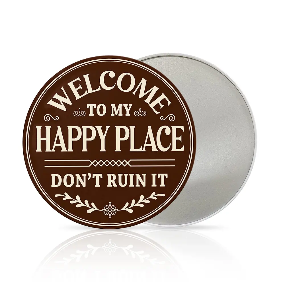Round Metal Sign - "This Is My Happy Place, Don't Ruin It" - Funny Wall Decor for Living Room