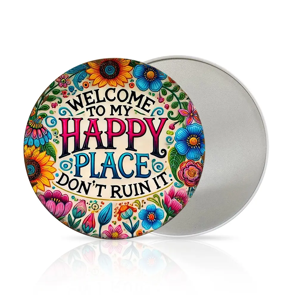 Round Metal Sign - "This Is My Happy Place, Don't Ruin It" - Funny Wall Decor for Living Room