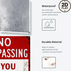 Waterproof 2D flat vintage tin sign with 'No Trespassing' text, durable metal home decor.