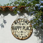 Round Metal Sign - "This Is My Happy Place, Don't Ruin It" - Funny Wall Decor for Living Room