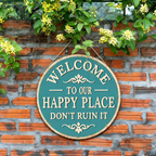 Round Metal Sign - "This Is My Happy Place, Don't Ruin It" - Funny Wall Decor for Living Room