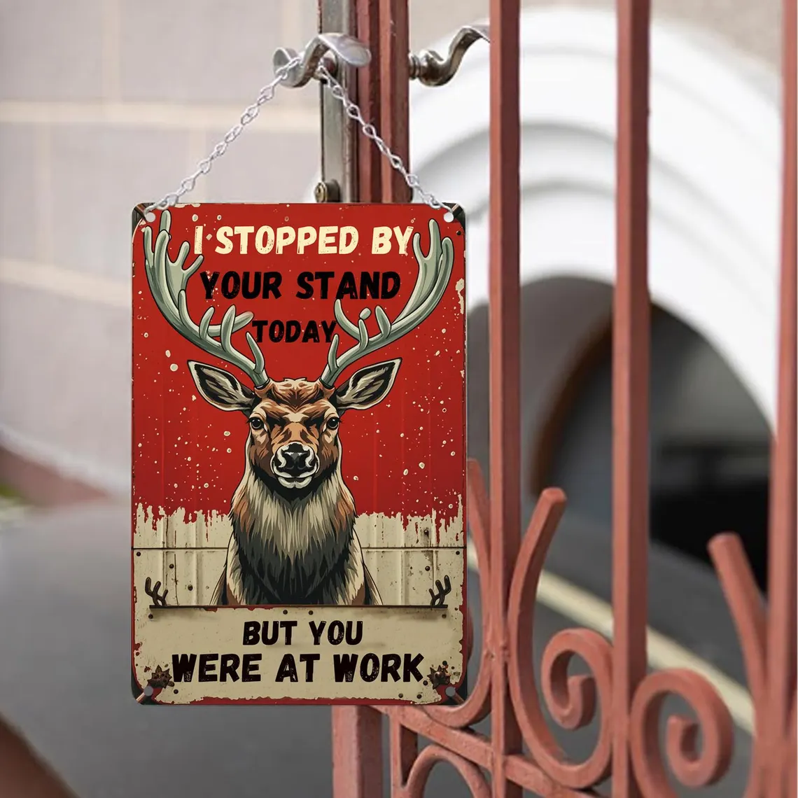 Funny Deer Hunting Metal Sign Rustic Cabin Lodge Wall Decor Perfect Gift for Hunters & Outdoor Enthusiasts Humorous Cabin Man Cave Art