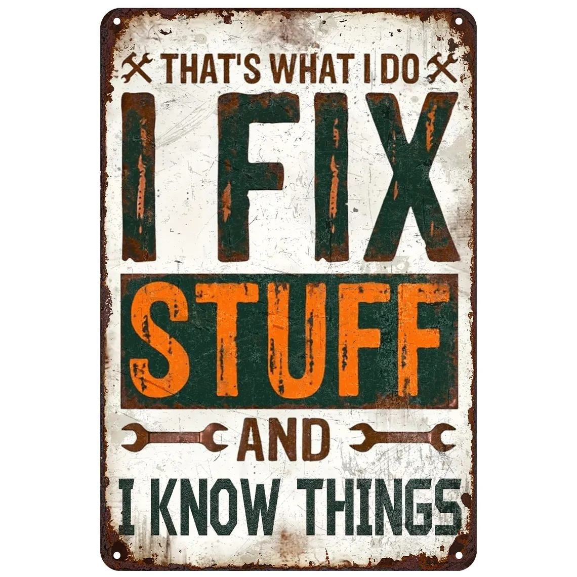 Funny Garage Metal Sign "I Fix Stuff" Vintage Man Cave Decor Perfect Gift for Dad Friends Brothers Husband Home Workshop Wall Art