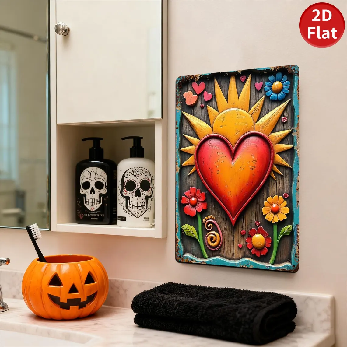 Rustic Sunflower Heart Metal Tin Sign Floral Wall Art with Farmhouse Charm Uplifting Gift for Garden Lovers Sunflower Enthusiasts & Home Decorators Cheerful Kitchen or Entryway Decor