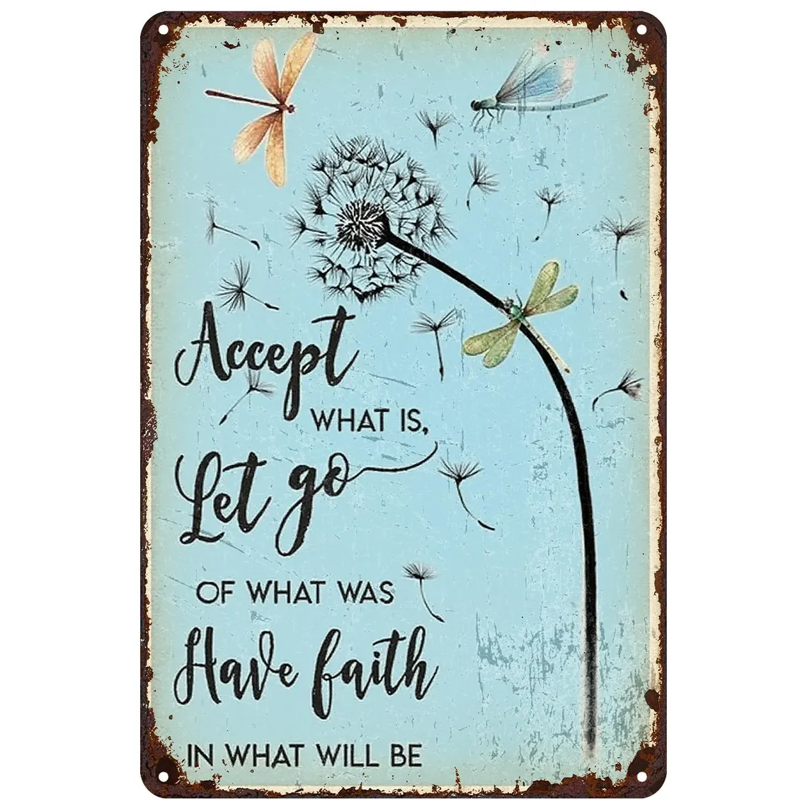 Inspirational Metal Sign "Accept Let Go Have Faith" Rustic Farmhouse Meditation Wall Decor Uplifting Gift for Spiritual Seekers Yoga Practitioners Home Sanctuary Creators Serene Bedroom Study Art