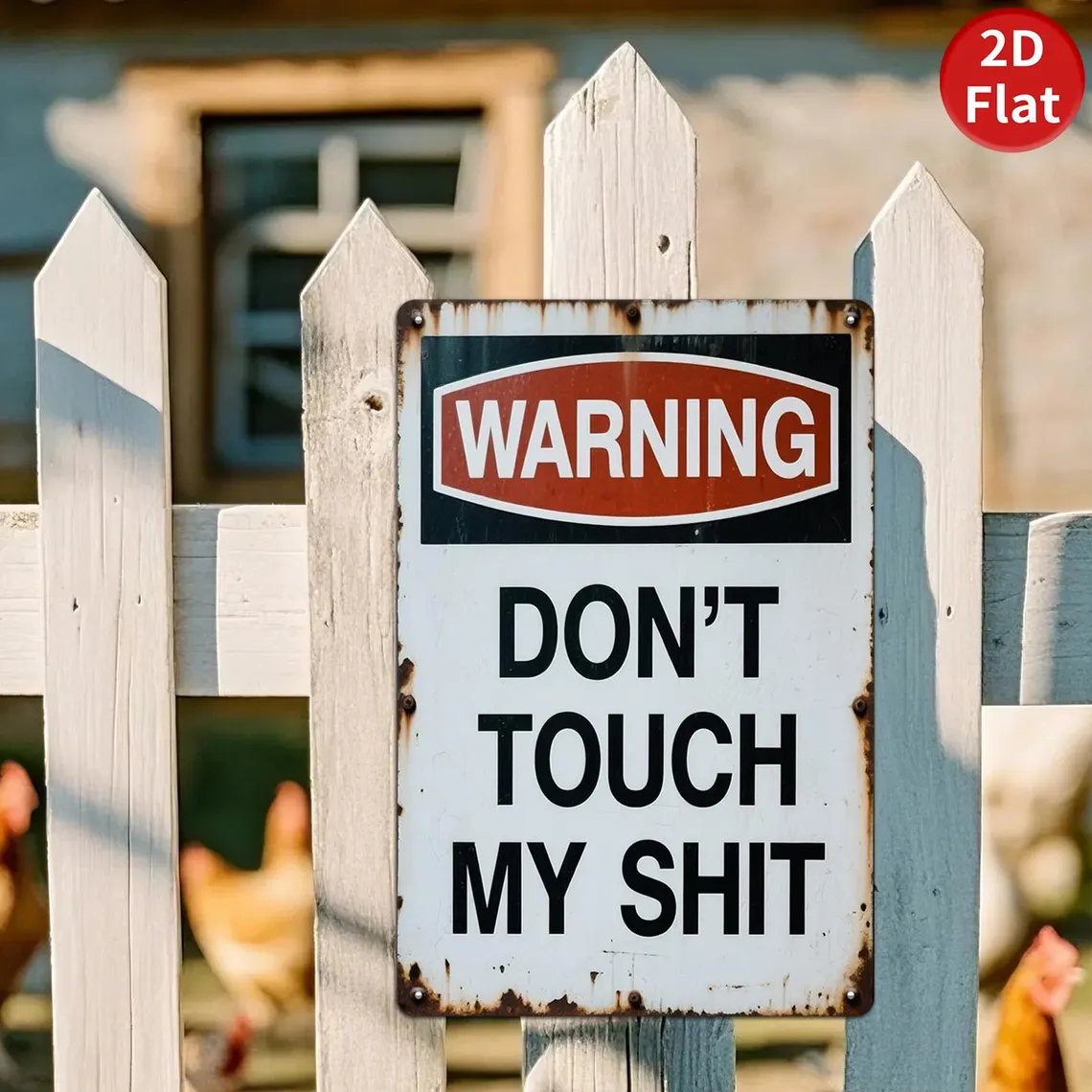 Funny Don't Touch My Stuff Rustic Metal Sign Vintage Man Cave Workshop Wall Decor Humorous Gift for Husbands Dads Brothers & Shed Owners Quirky Signage for Garage Office or Tool Room