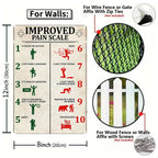 Vintage tin sign with humorous improved pain scale, 12x8 inch, wall mounting instructions included