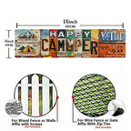 "Happy Camper" License Plate Sign - Autumn Metal Art for RV, Garden & Cabin Decor