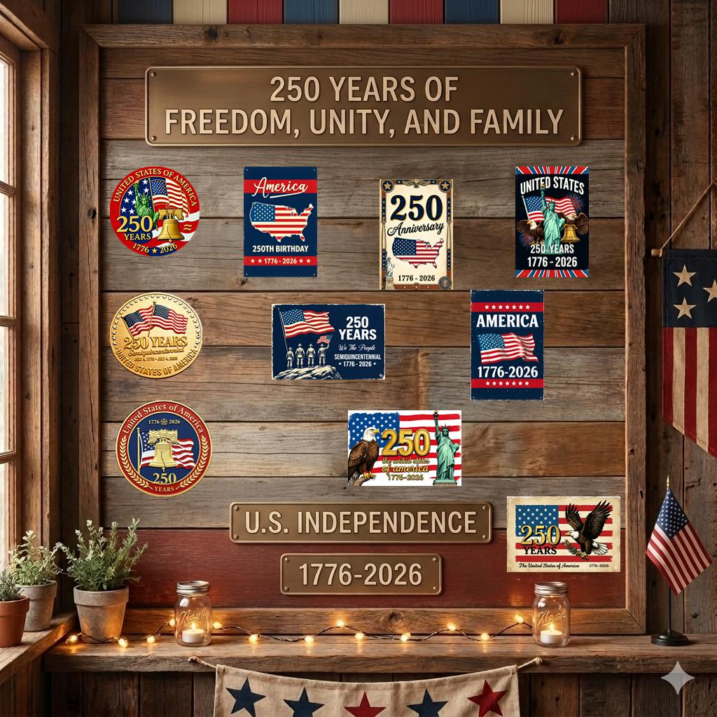 USA 250th Anniversary Commemorative Metal Sign | 1776-2026 Patriotic Vintage Wall Art…