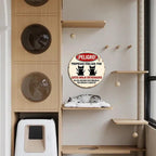 Lustiges Ninja-Katze-Warnschild | Neuheit Metall Blech Zuhause Sicherheit Deko Metallschild