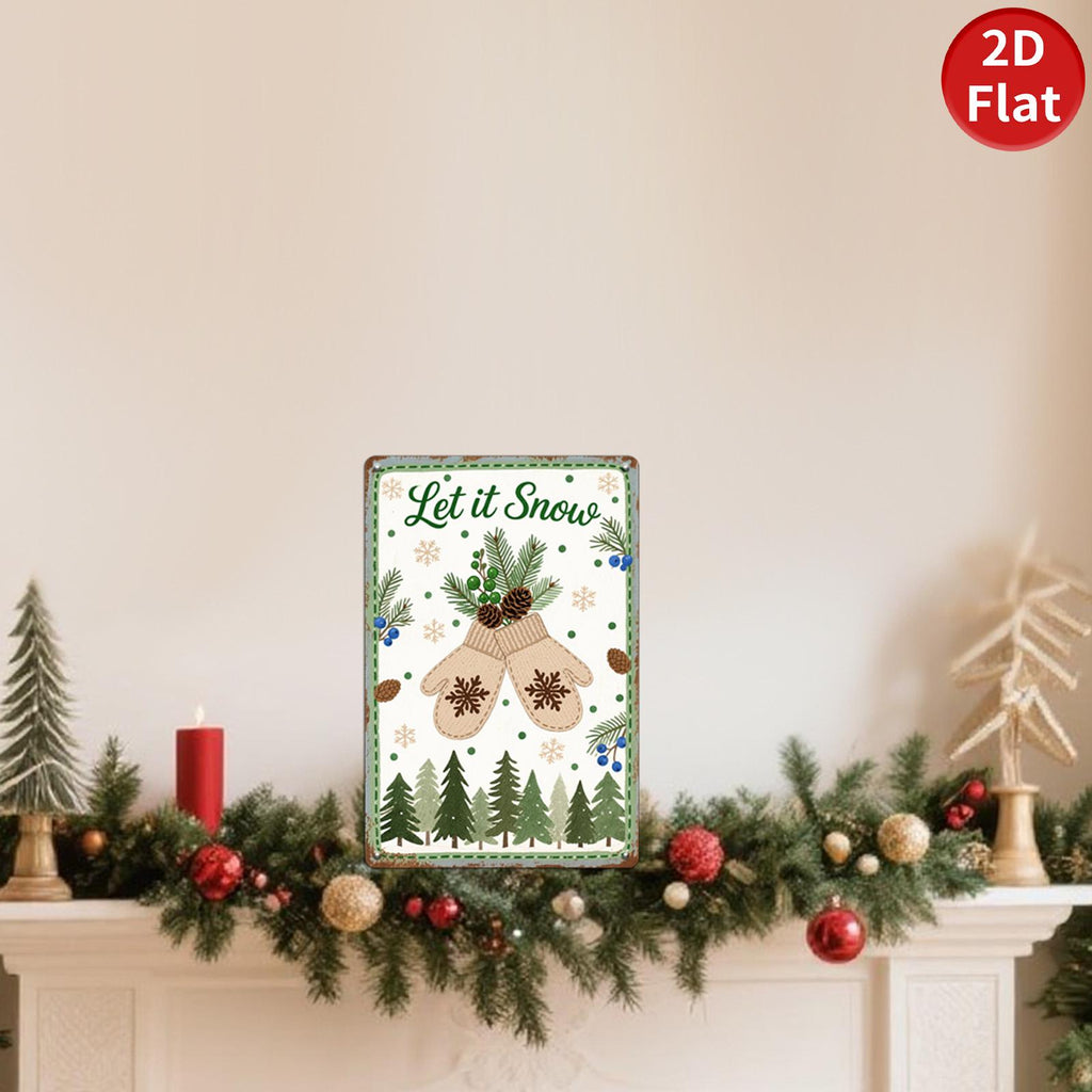Let it Snow Metallschild | Vintage Weihnachts-Wanddeko