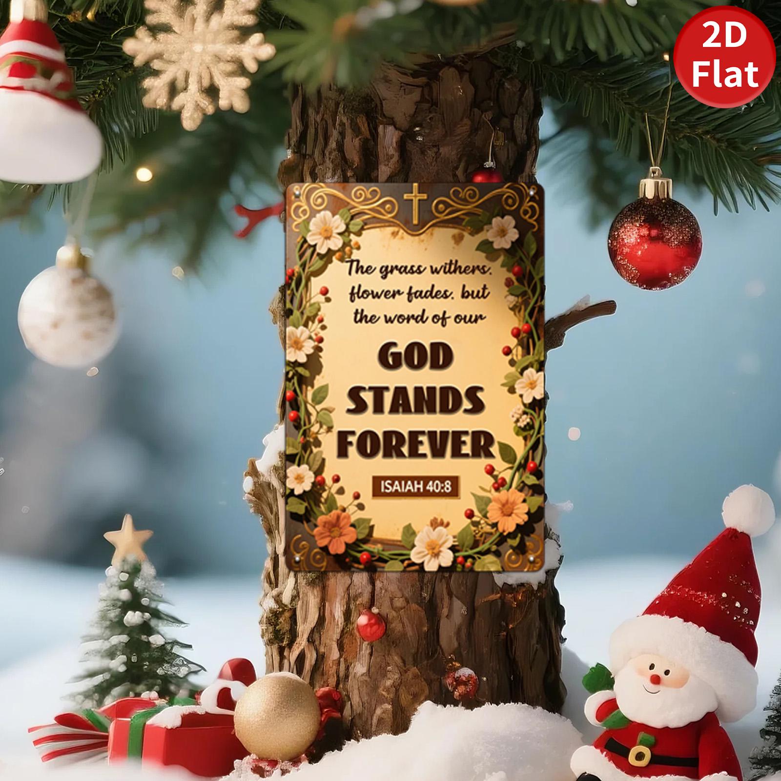 Vintage Isaiah 40:8 Metal Sign, Biblical Wall Art, Religious Home Decor, Inspirational Gift, Floral Bible Verse Plaque, Church Office Decor