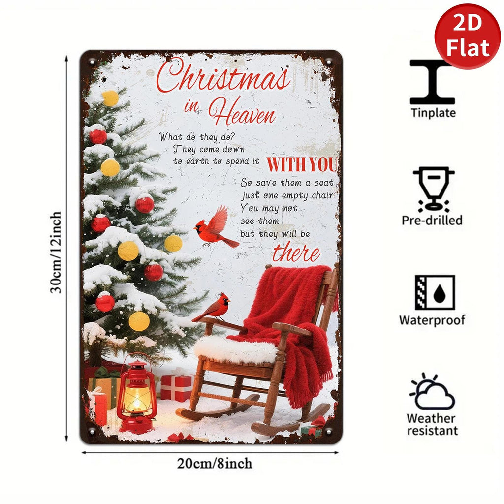Cardinal Christmas Memorial Metal Sign: Remembrance Holiday Decor