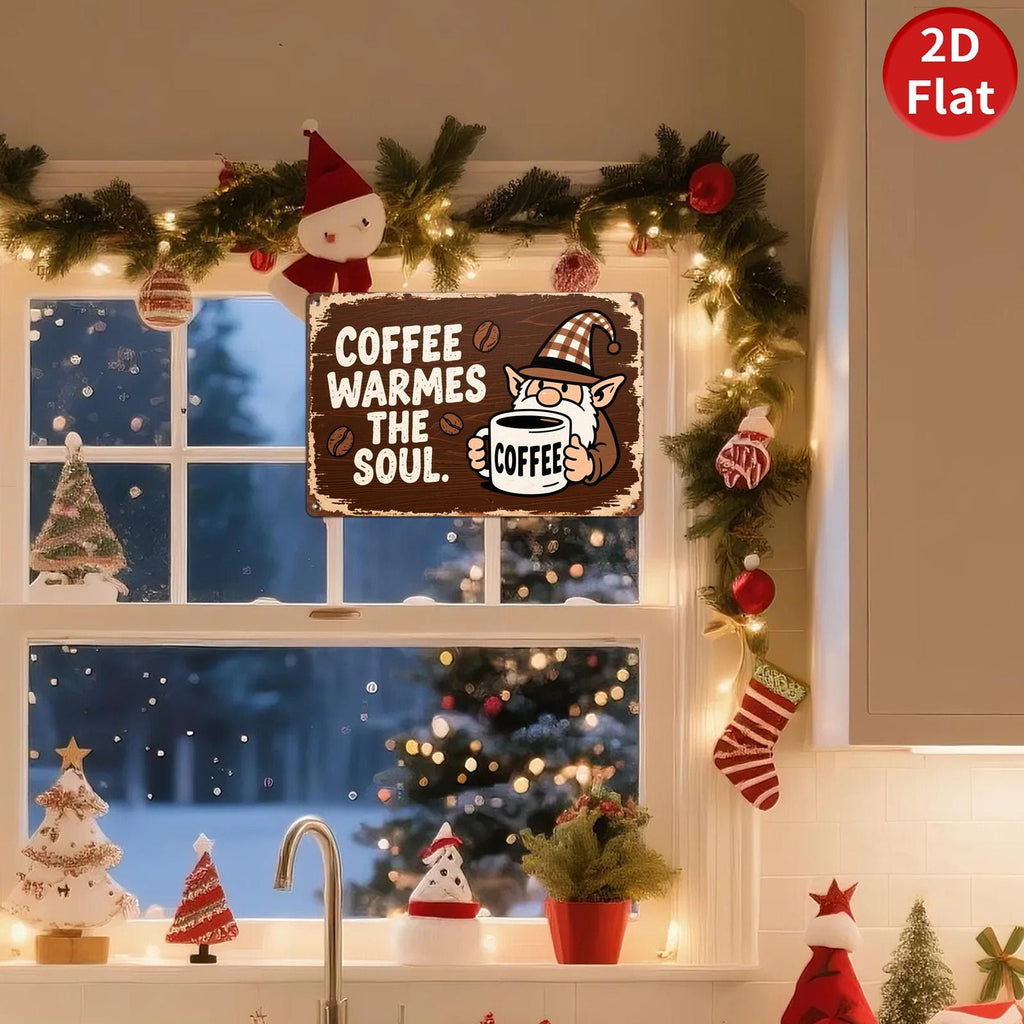 Vintage Elf Kaffee Metallschild | Rustikale Café Küchen Deko