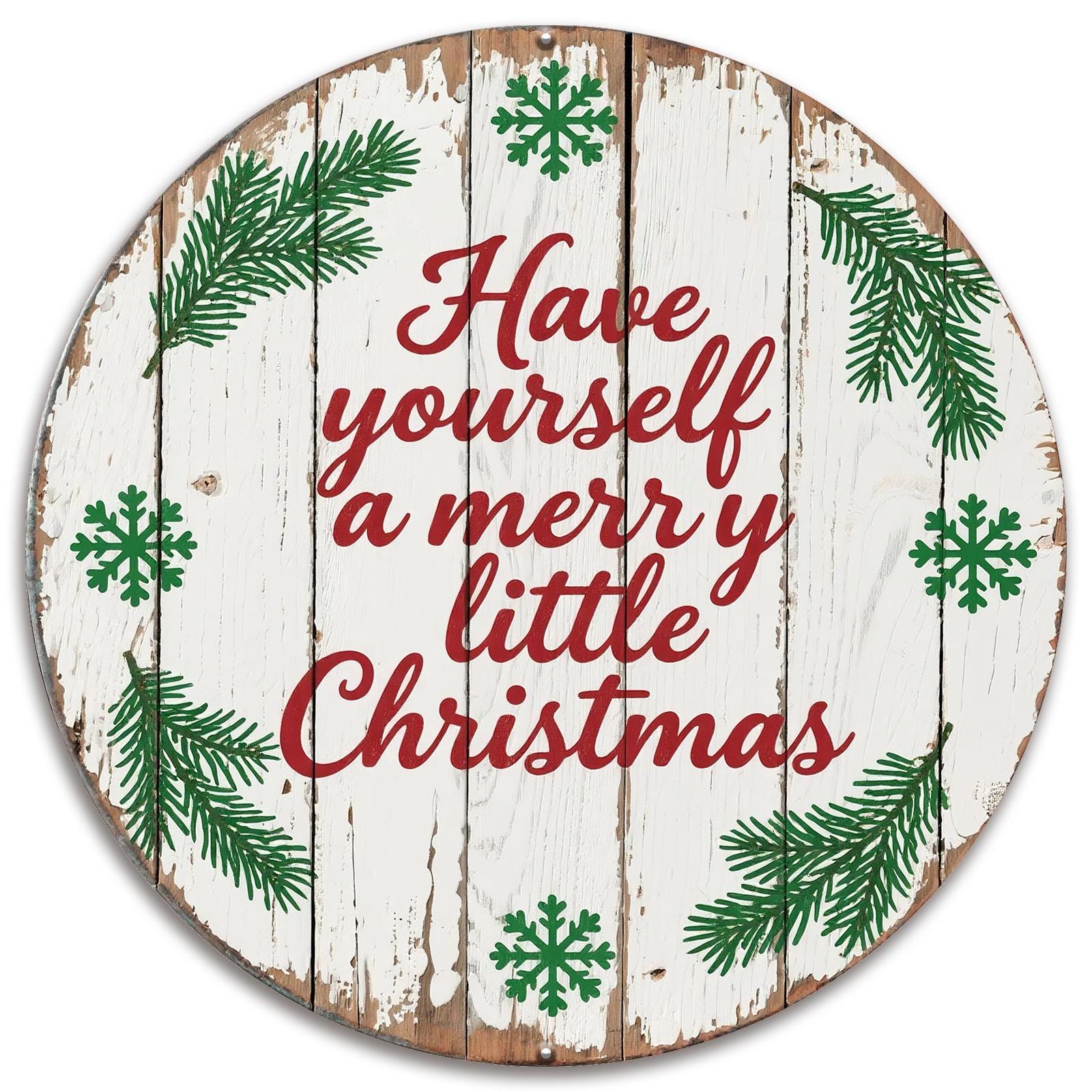 Rustic Christmas Sign: Green Snowflake Holiday Decor, Metal Wall Art