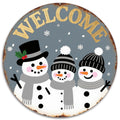 Panneau de bienvenue Hiver Bonhomme de neige | Décoration murale rustique en métal, Enseigne métallique de décoration de vacances
