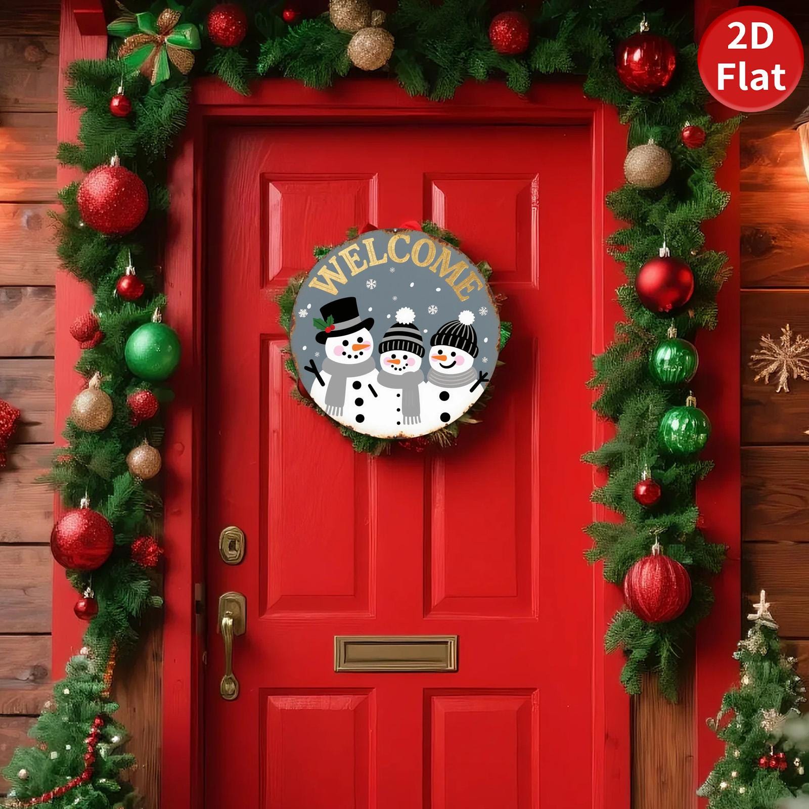 Snowman Winter Welcome Sign: Rustic Metal Wall Art, Holiday Decor