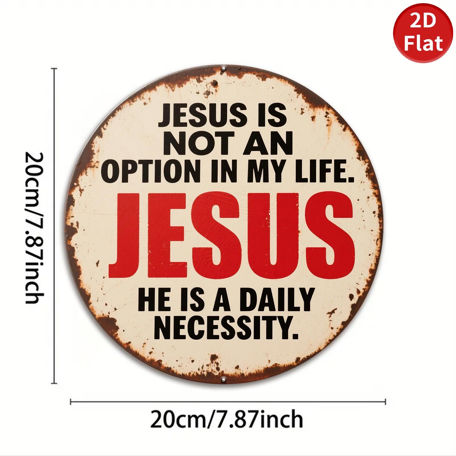 Vintage Jesus Metal Sign: Religious Wall Art Decor, 8x8 Inch