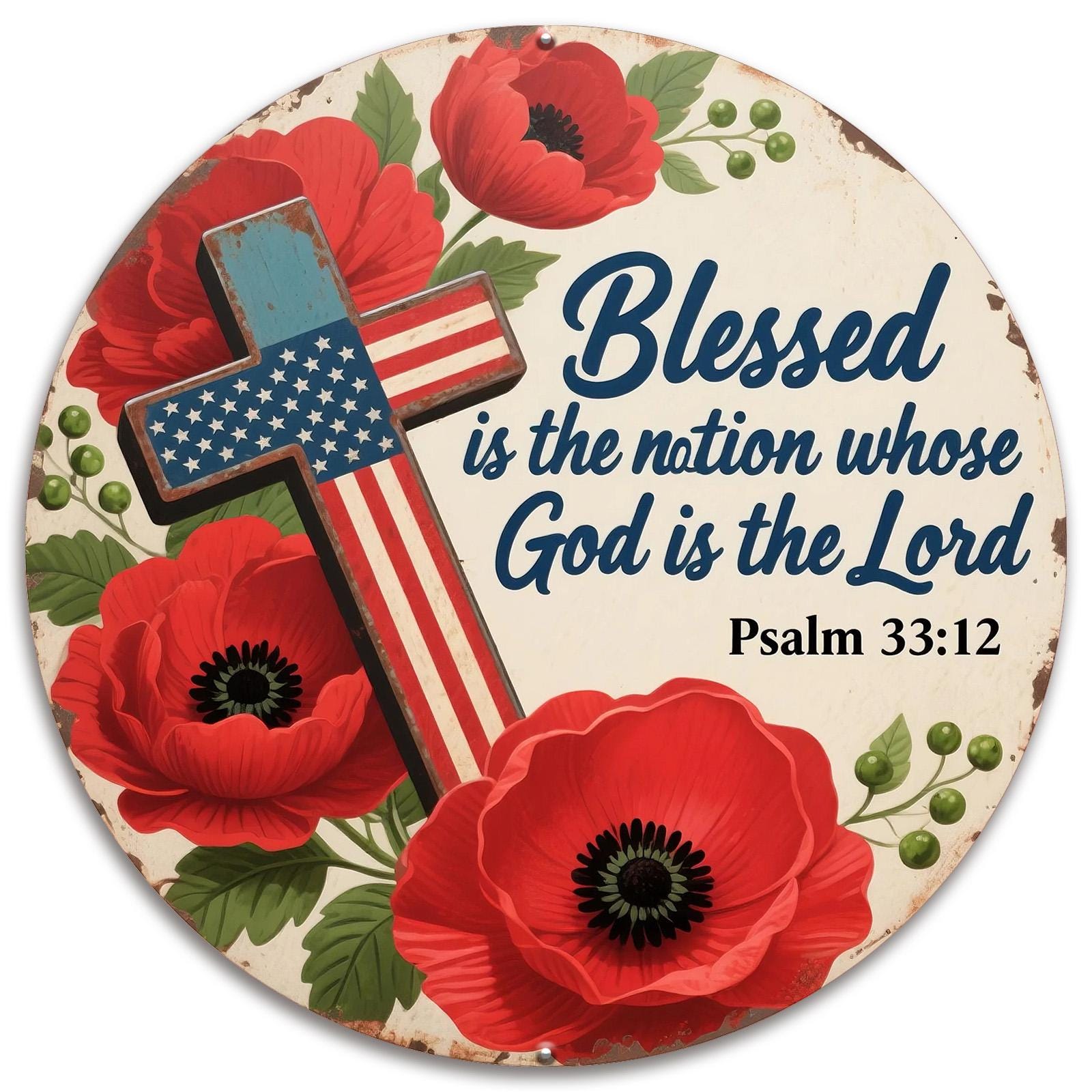 Patriotic Poppy American Flag Coaster Set: Religious Home Decor