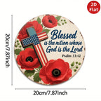 Ensemble de dessous de verre drapeau américain avec coquelicots patriotiques | Panneau métallique décoratif religieux pour la maison
