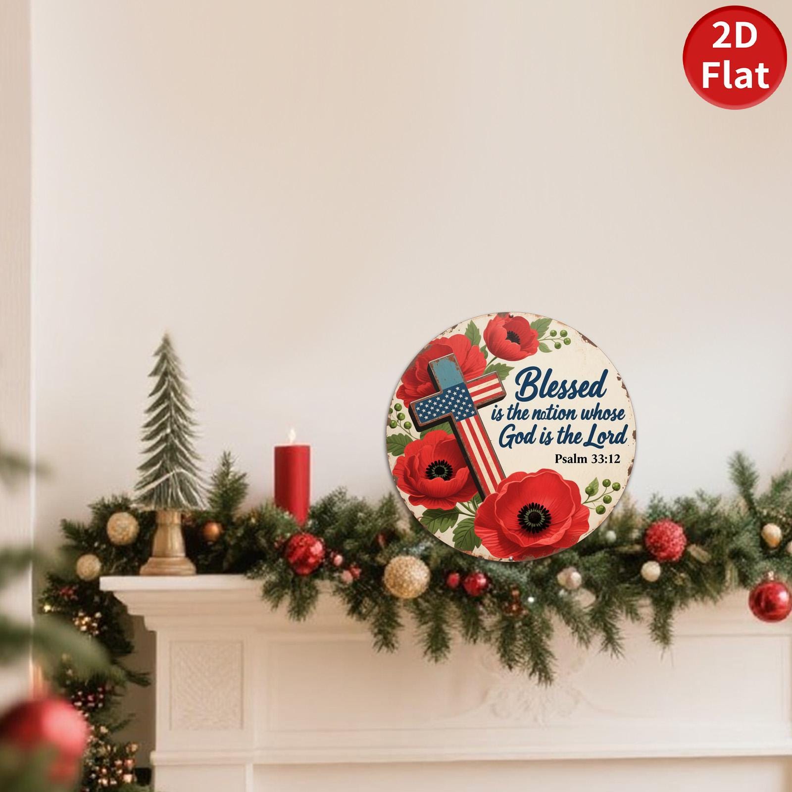 Patriotic Poppy American Flag Coaster Set: Religious Home Decor