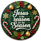 Jesus Reason for Season Weihnachtsbaumschmuck | Religiöse Feiertagsdeko Metallschild