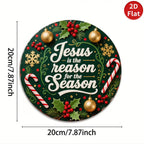 Jesus Reason for Season Weihnachtsbaumschmuck | Religiöse Feiertagsdeko Metallschild
