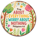 Philippians 4:6 Metal Sign, Inspirational Wall Art, Rustic Religious Decor with Floral Design, Prayer Worry Nothing Home Church Office