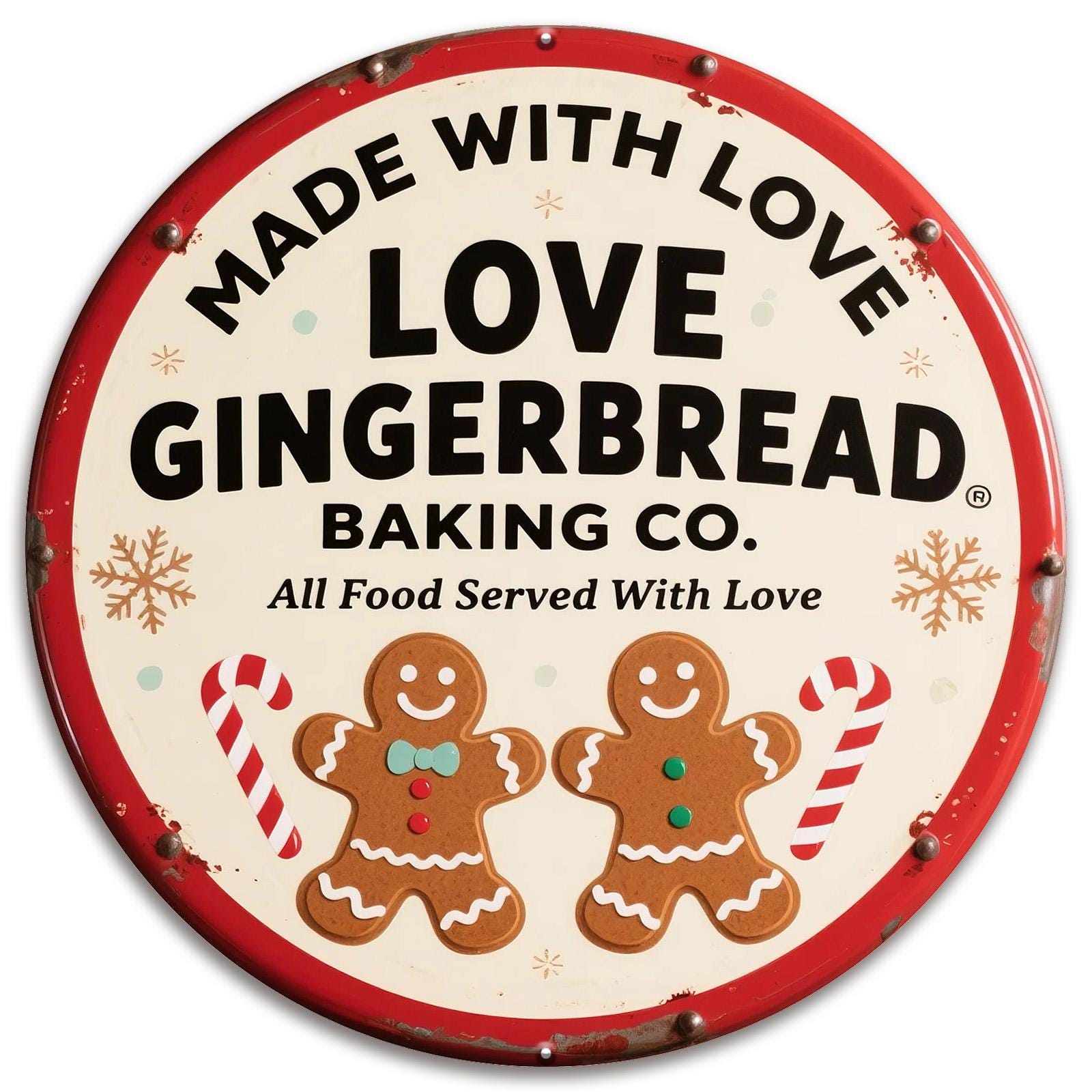 Gingerbread Baking Co. Metal Sign: Vintage Kitchen Wall Decor