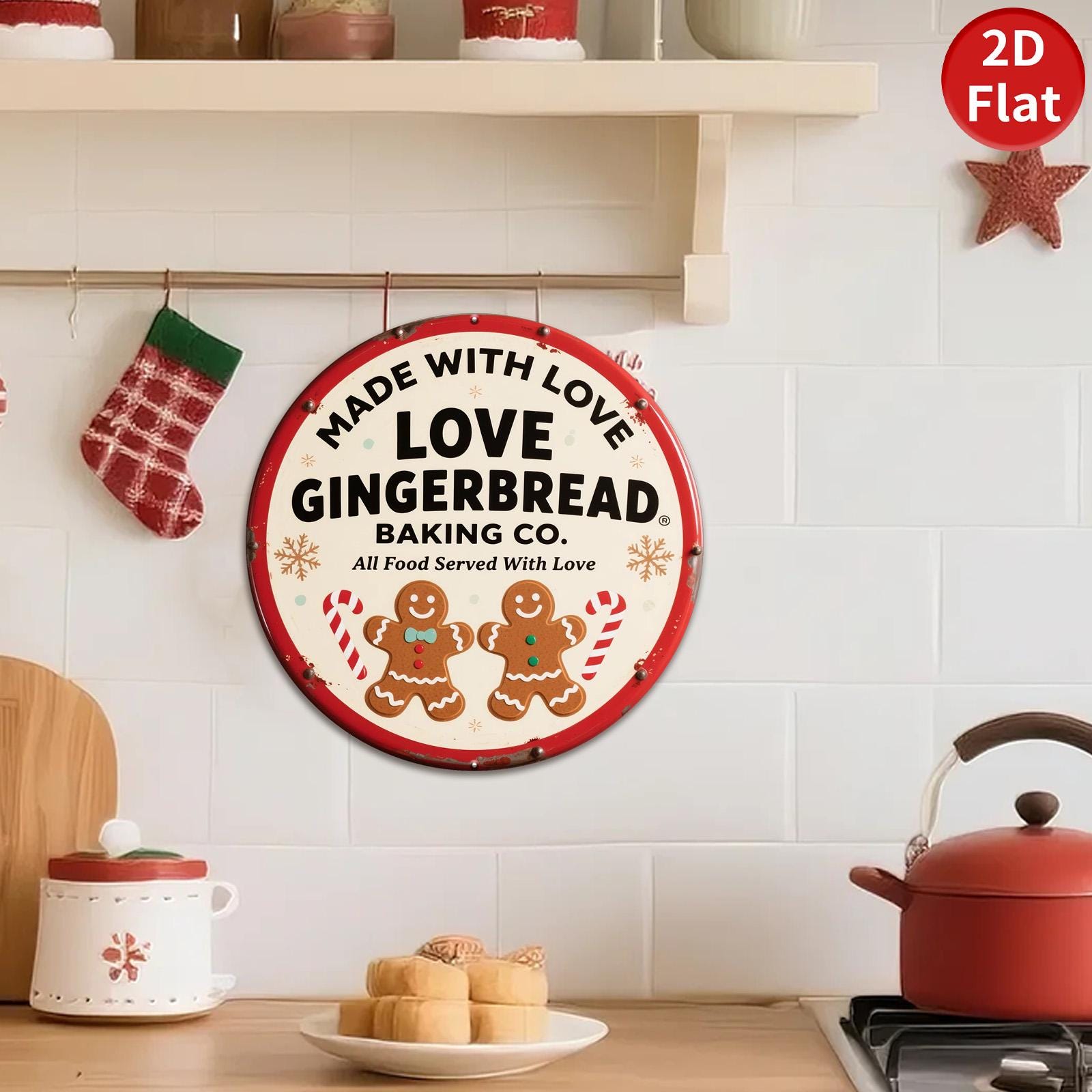 Gingerbread Baking Co. Metal Sign: Vintage Kitchen Wall Decor