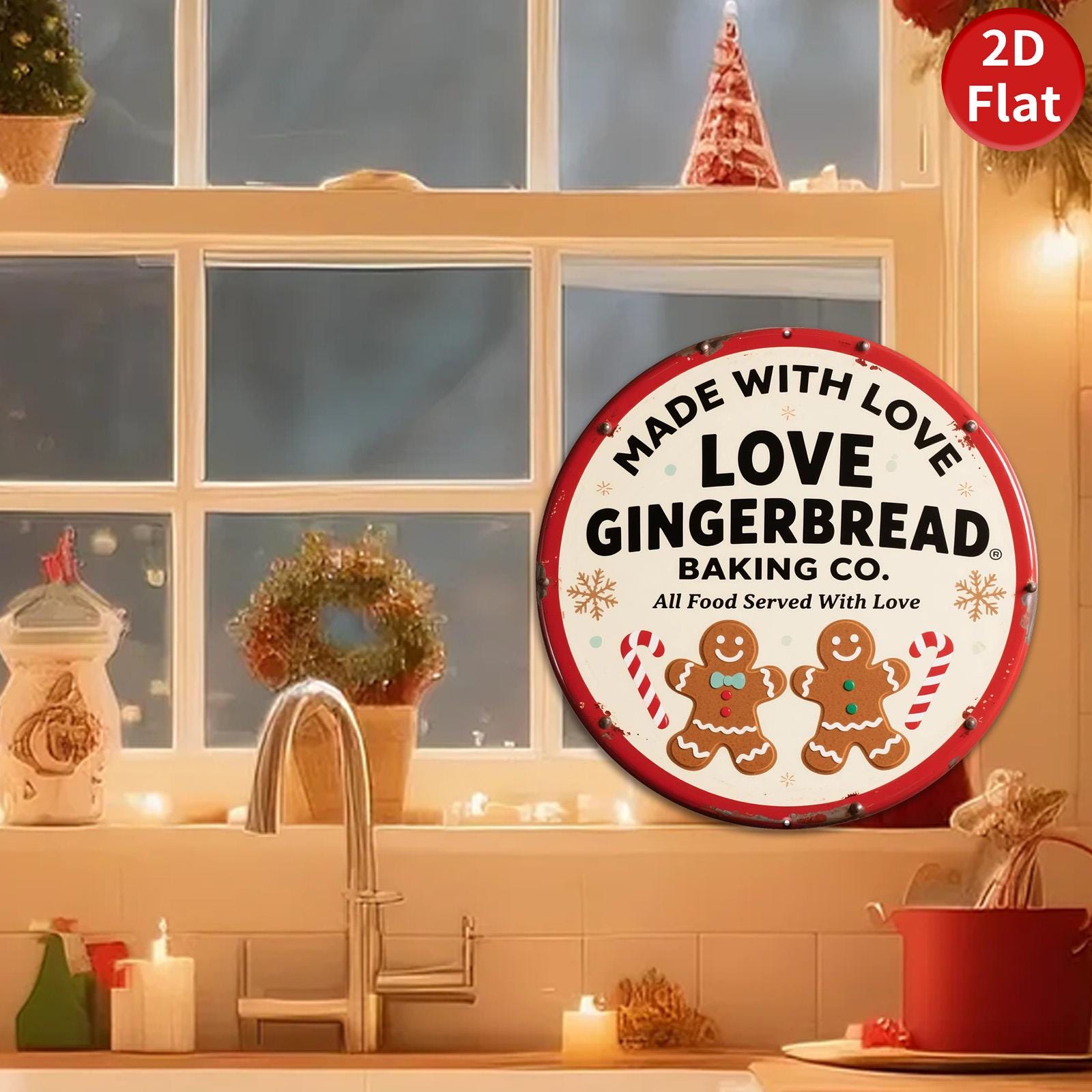 Gingerbread Baking Co. Metal Sign: Vintage Kitchen Wall Decor