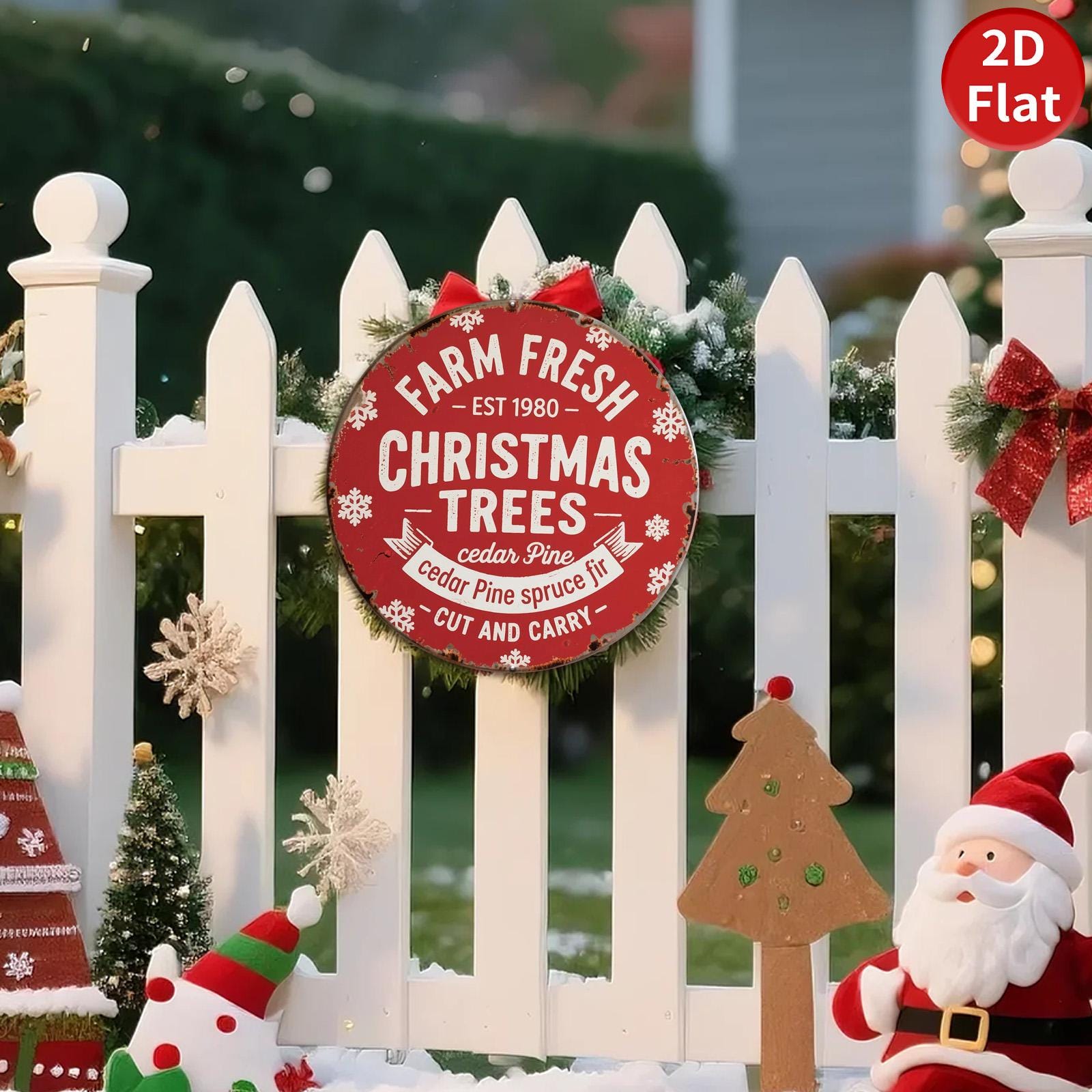 Farm Fresh Christmas Tree Metal Sign: Rustic Holiday Wall Decor