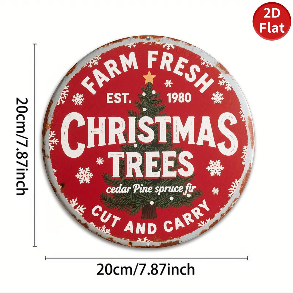 Panneau métallique Arbre de Noël frais de la ferme | Décoration de Noël vintage