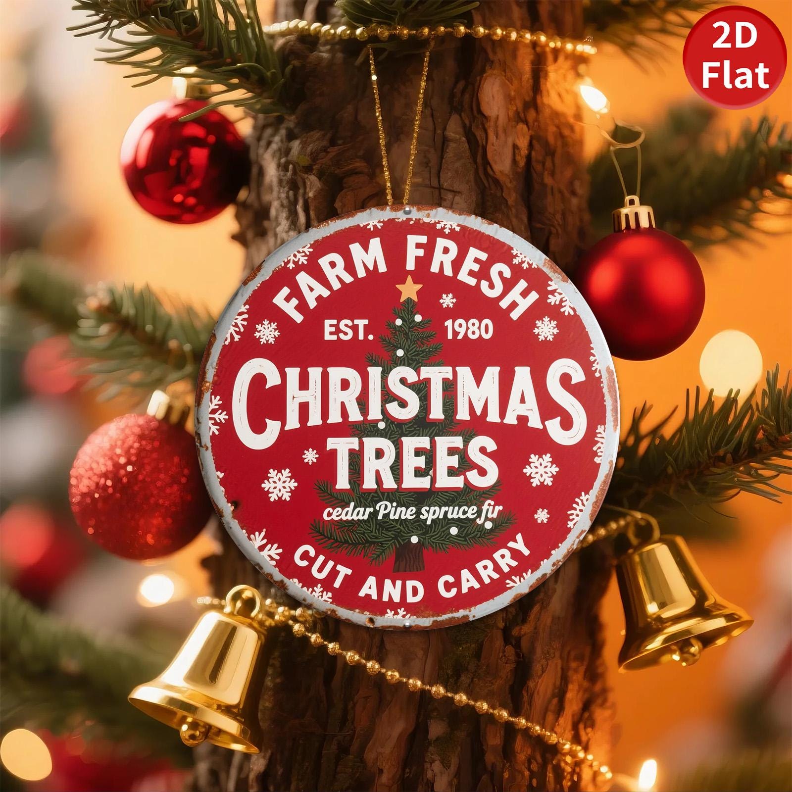 Farm Fresh Christmas Tree Metal Sign: Vintage Holiday Decor