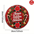 Décoration religieuse de Noël | Panneau métallique à motif Jésus, Poinsettia et Canne à sucre