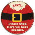 Santa Stop Here Sign: Red & Black Santa Suit, Christmas Decor