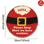 Santa Stoppt Hier Schild | Rot & Schwarz Weihnachtsmannanzug Weihnachtsdeko Metallschild