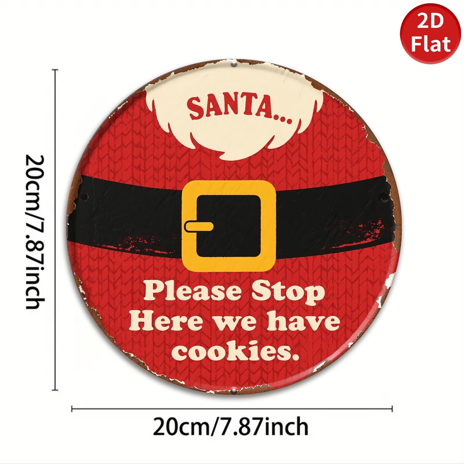Santa Stop Here Sign: Red & Black Santa Suit, Christmas Decor