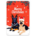 German Shepherd Christmas Metal Sign: Rustic Holiday Dog Decor