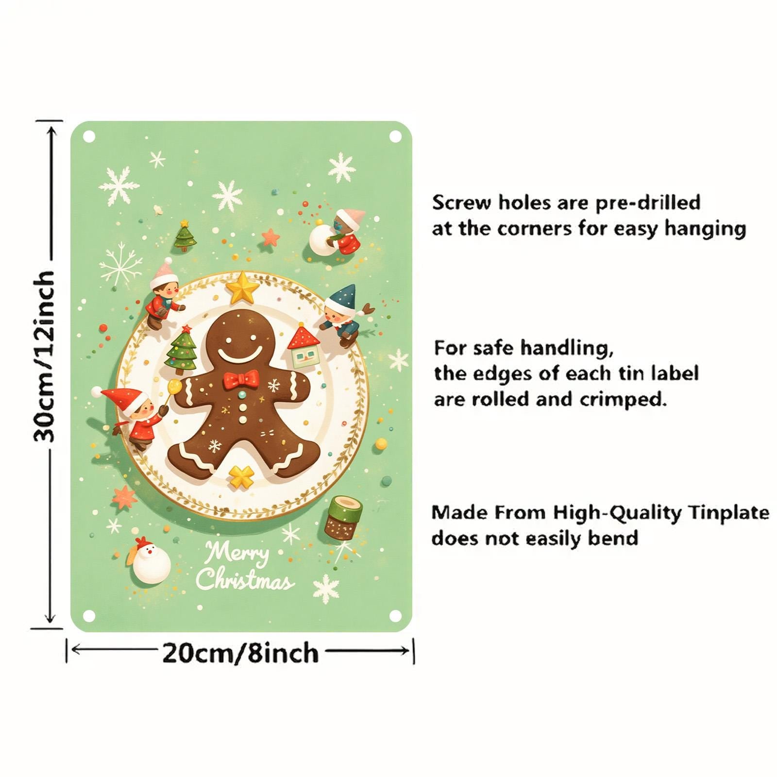 Gingerbread Christmas Metal Sign: Festive Holiday Kitchen Decor