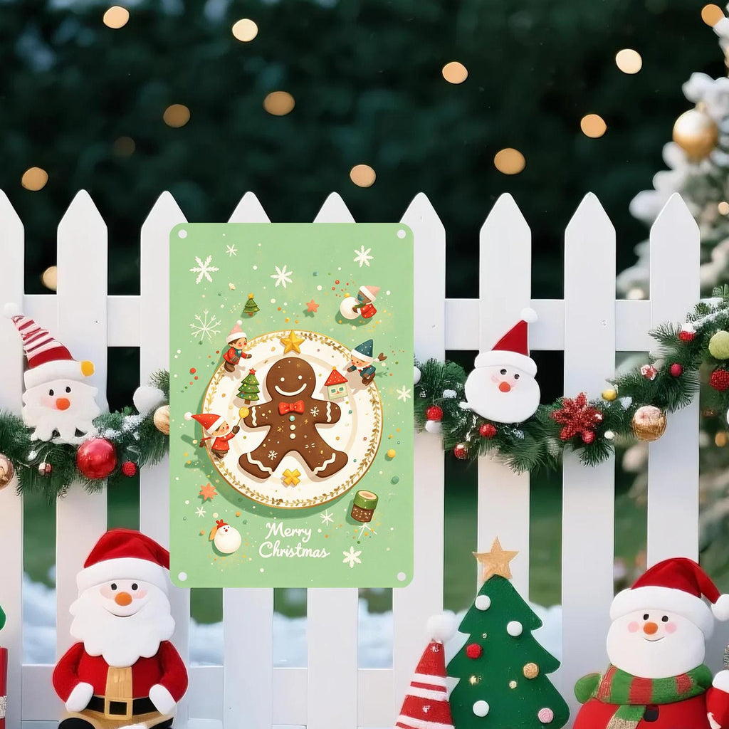 Gingerbread Christmas Metal Sign: Festive Holiday Kitchen Decor