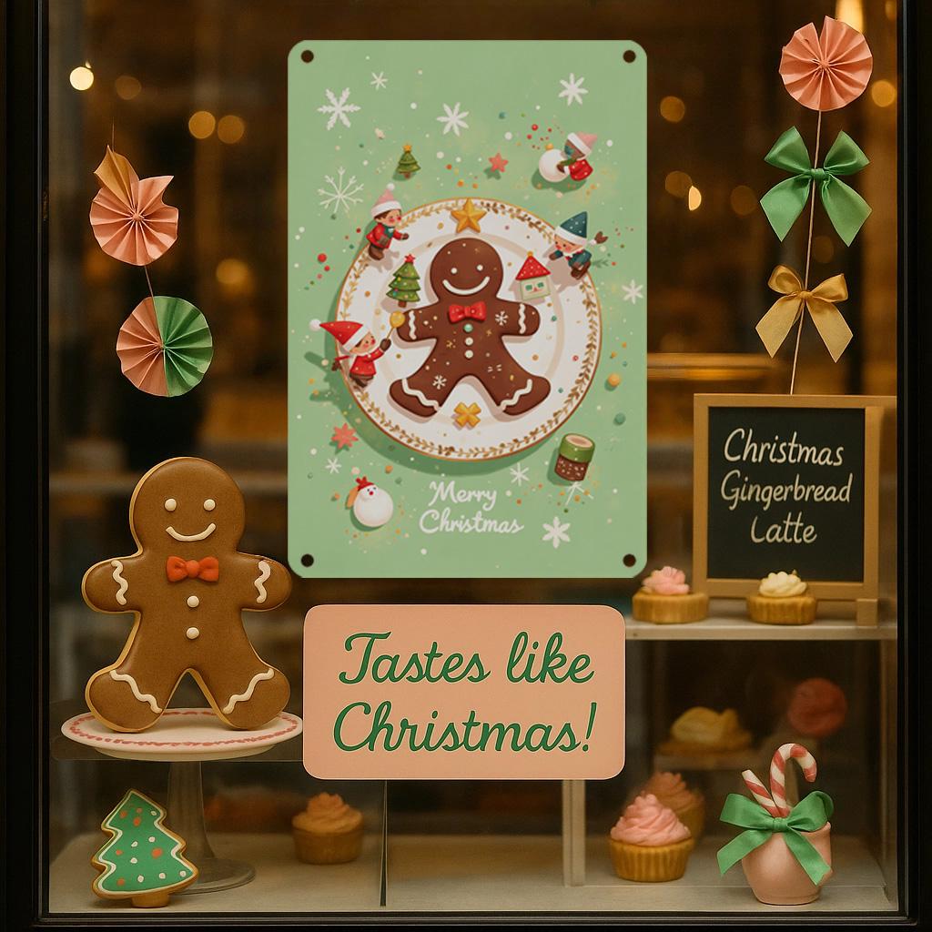 Gingerbread Christmas Metal Sign: Festive Holiday Kitchen Decor