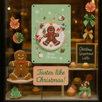 Plaque métallique de Noël en pain d'épices | Décoration de cuisine festive pour les fêtes