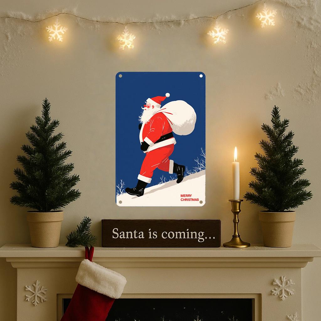 Vintage Santa Claus Metal Sign: Durable Holiday Wall Art