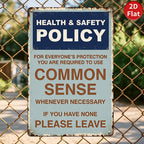 Vintage Health Safety Metal Sign: Retro Common Sense Quote Wall Art